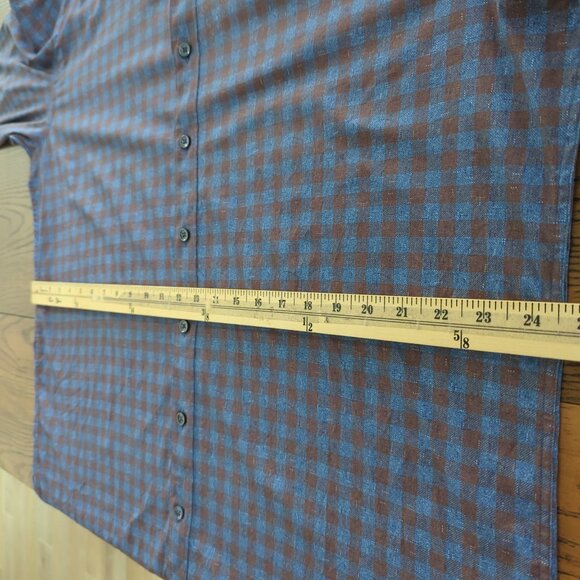 Bugatchi Classic Fit Mens Brown Blue Checkered Long Sleeve Button-Up Shirt sz XL - Picture 10 of 16